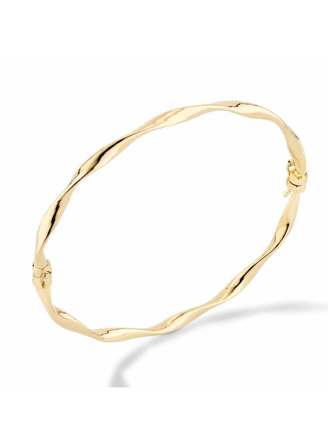 MiaBella 18K Gold Over Sterling Silver Italian Oval Twist Hinged Bangle Bracelet for Women Teen Girls, 925 Made in Italy, 7.25 inches, Sterling Silver - Image 1