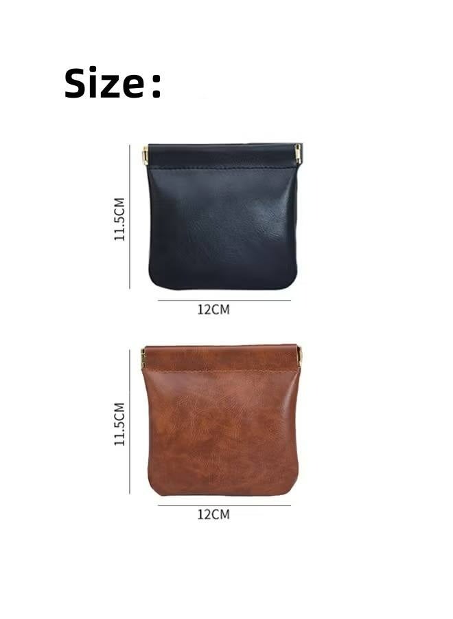 قطعتان من جراب النقود المعدنية الجلدي للرجال والنساء، محفظة النقود المعدنية، حامل النقود المعدنية للعملات المعدنية والمفاتيح وسماعات الأذن والبطاقات وأجهزة AirPods وما إلى ذلك - Image 2