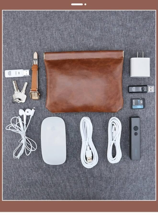 قطعتان من جراب النقود المعدنية الجلدي للرجال والنساء، محفظة النقود المعدنية، حامل النقود المعدنية للعملات المعدنية والمفاتيح وسماعات الأذن والبطاقات وأجهزة AirPods وما إلى ذلك - Image 5