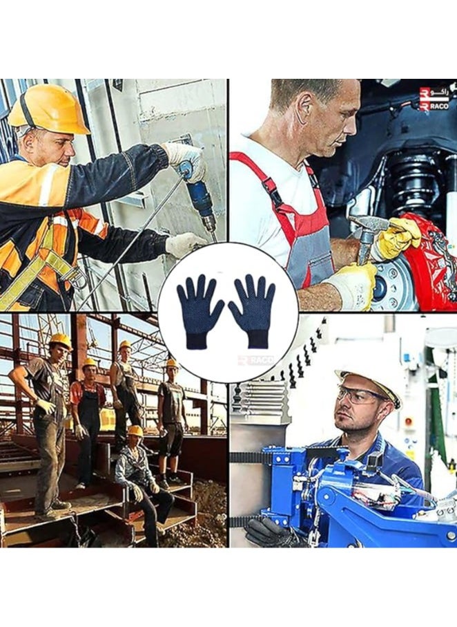 RACO RACO Double Side Dotted Safety Hand Gloves Cotton Pvc Dotted Hand Gloves,Blue Colour,Gloves For Kitchen Use, Industrial Safety Gloves Handing Material And Gardening Use Etc.  - Image 4