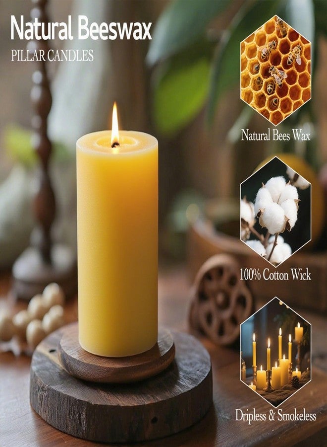 MOSROAD Natural Beeswax Candles Set of 6, Handmade Beeswax Pillar Candles Set, 6 Sizes, 100% Pure Unscented Bees Wax Candle, Honey Aroma Pillar Candles Bulk, for Calming, Relaxing, Air Purification - Image 5