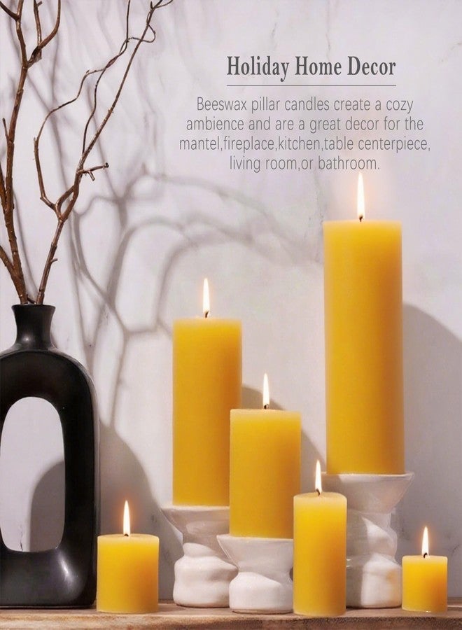 MOSROAD Natural Beeswax Candles Set of 6, Handmade Beeswax Pillar Candles Set, 6 Sizes, 100% Pure Unscented Bees Wax Candle, Honey Aroma Pillar Candles Bulk, for Calming, Relaxing, Air Purification - Image 2