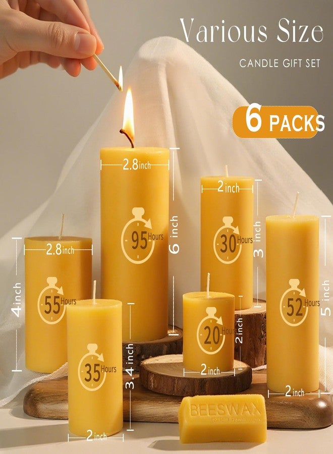 MOSROAD Natural Beeswax Candles Set of 6, Handmade Beeswax Pillar Candles Set, 6 Sizes, 100% Pure Unscented Bees Wax Candle, Honey Aroma Pillar Candles Bulk, for Calming, Relaxing, Air Purification - Image 4