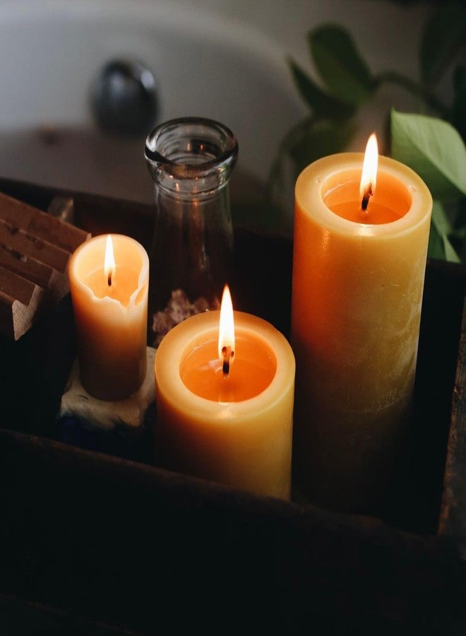 MOSROAD Natural Beeswax Candles Set of 6, Handmade Beeswax Pillar Candles Set, 6 Sizes, 100% Pure Unscented Bees Wax Candle, Honey Aroma Pillar Candles Bulk, for Calming, Relaxing, Air Purification - Image 3