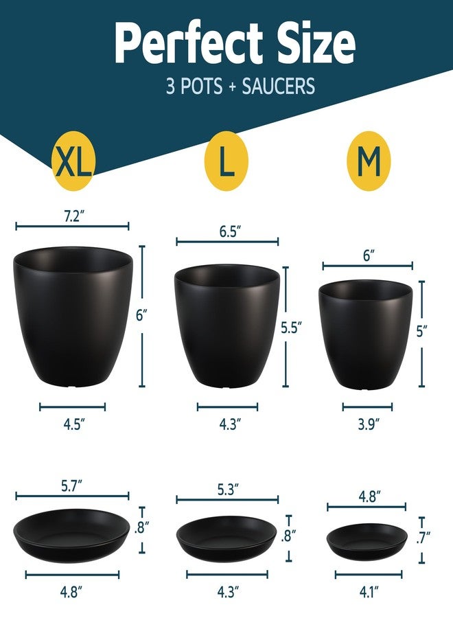 لايف ماستر مجموعة من 15 وعاءً لنباتات النعناع مزودة بفتحات تصريف وأطباق، قابلة للتكديس، موفرة للمساحة، مناسبة للاستخدام الداخلي والخارجي، للنباتات المنزلية والزهور، بأحجام (7، 6.7، 6، 5.3، و4.8 بوصة)، متينة ومقاومة للعوامل الجوية - Image 2