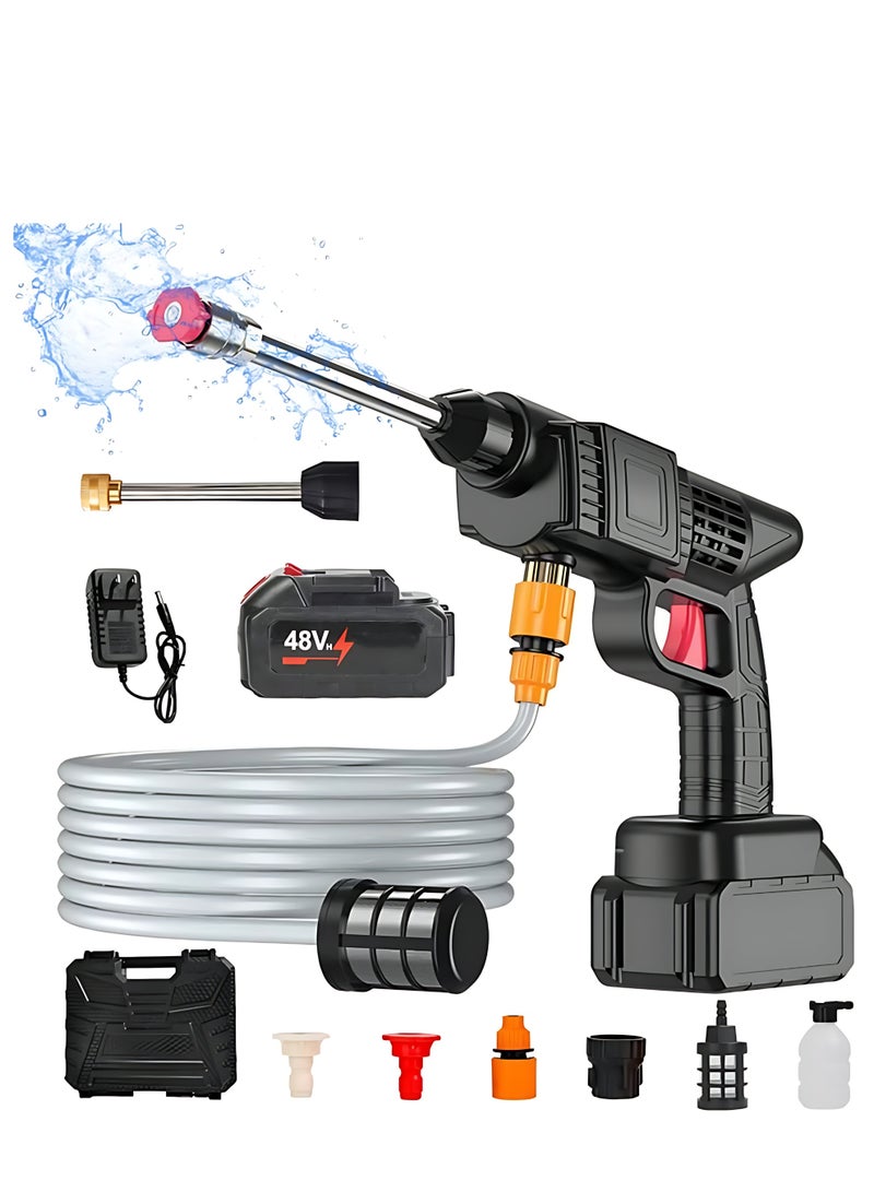 48V Cordless High Pressure Washer Gun, Portable Car Washer with 13200mAh Battery, Multi-Nozzle Spray, Powerful Cleaning for Car, Bike, Garden, Patio & Outdoor Use - Image 1