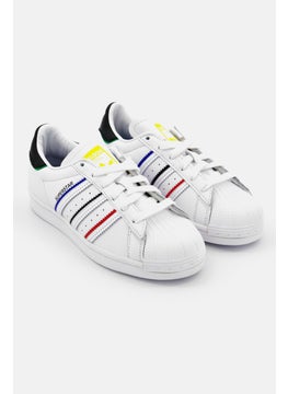 adidas Originals Kids Girl Super Star Lace Up Outdoor Shoes, White Combo  - Image 1