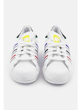 adidas Originals Kids Girl Super Star Lace Up Outdoor Shoes, White Combo  - Image 3