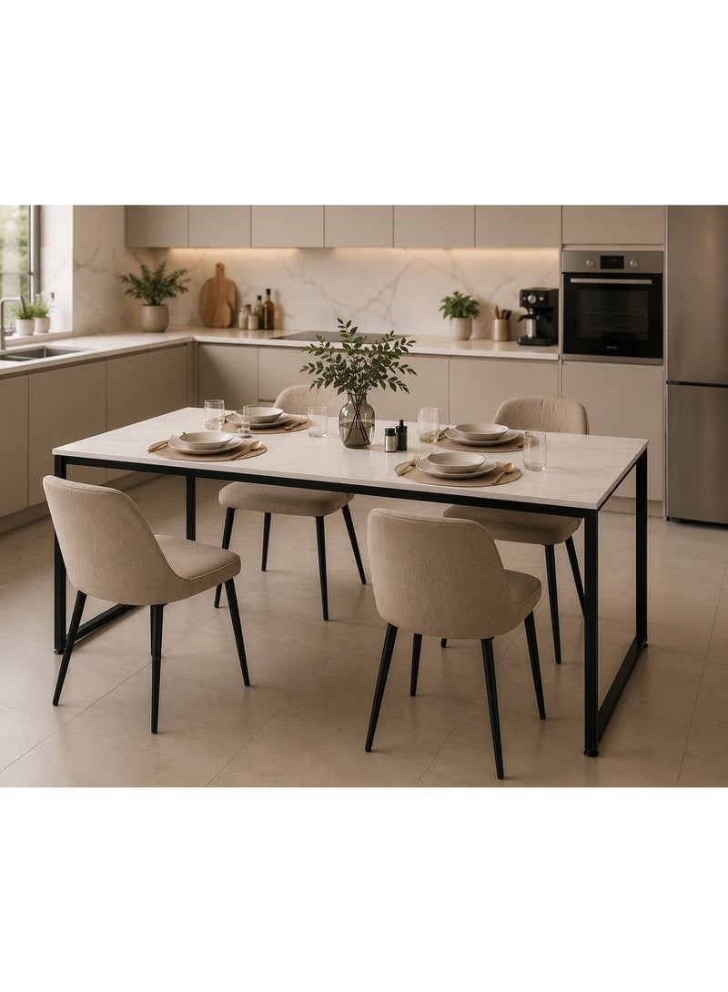 Modern Kitchen Dining Table 120×60 cm | Durable Metal Frame | Elegant Easy-to-Clean Surface | Practical Design for Modern Homes