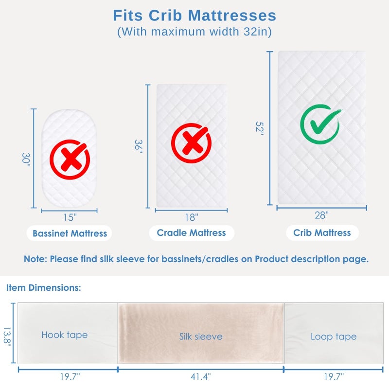 PROMEED 100% Mulberry Silk Crib Sleeve for Baby Hair Loss Prevention, Premium 23 Momme Natural Silk Bassinet Sheet for Bassinets/Cradles/Cots/Cribs (Champagne) - Image 5