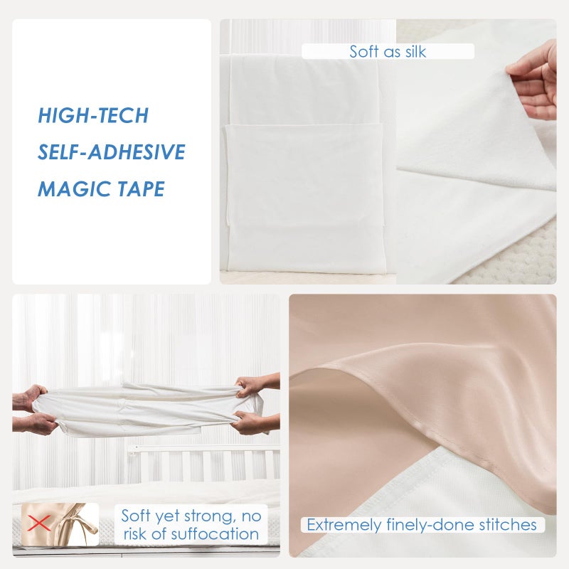 PROMEED 100% Mulberry Silk Crib Sleeve for Baby Hair Loss Prevention, Premium 23 Momme Natural Silk Bassinet Sheet for Bassinets/Cradles/Cots/Cribs (Champagne) - Image 4