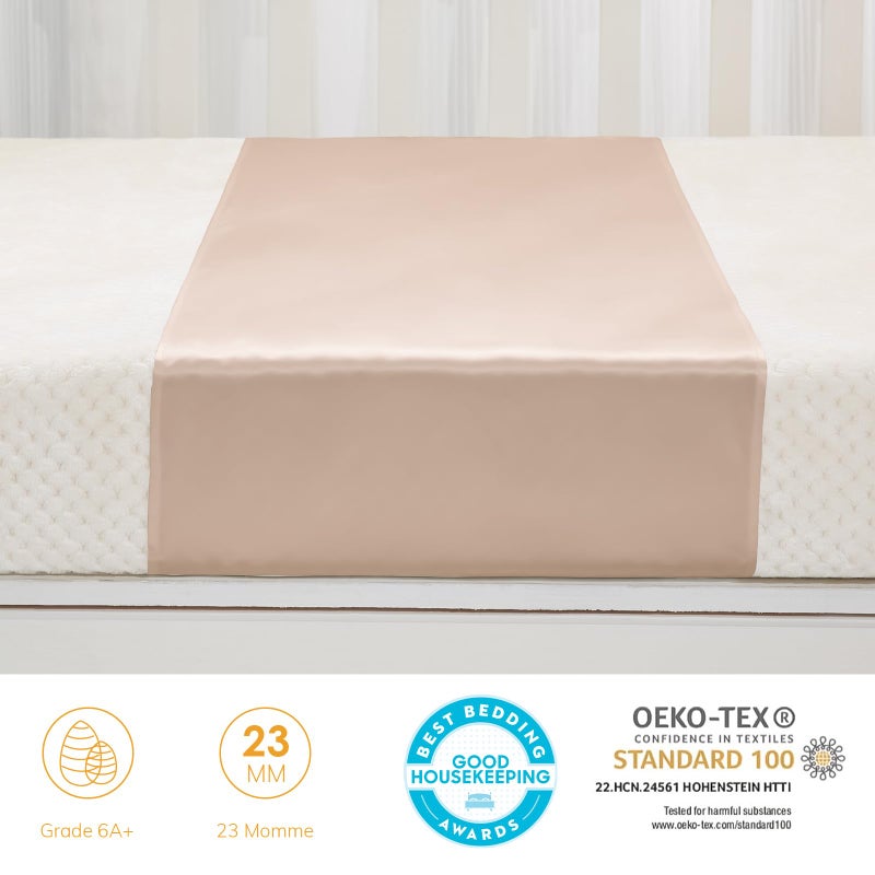 PROMEED 100% Mulberry Silk Crib Sleeve for Baby Hair Loss Prevention, Premium 23 Momme Natural Silk Bassinet Sheet for Bassinets/Cradles/Cots/Cribs (Champagne) - Image 3
