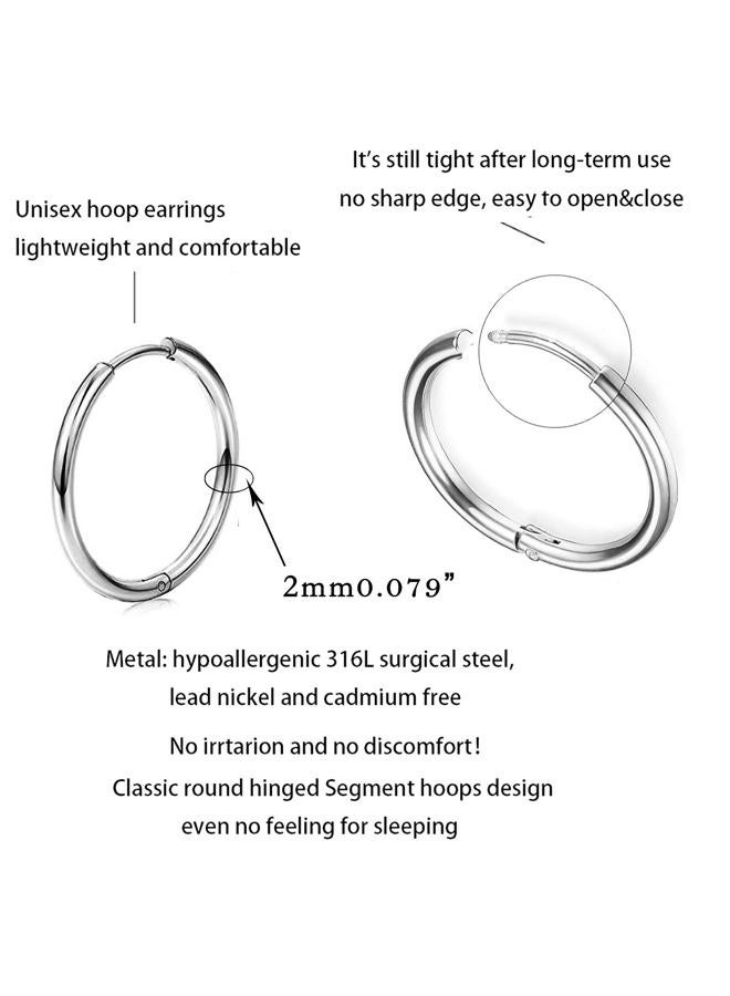 Senteria 10 Pairs Silver Hoop Earrings Set for Women Surgical Steel Hoop Earrings Lightweight Hypoallergenic Tiny Small Hoops For Girls Men 8mm 10mm 12mm 14mm 16mm - Image 4