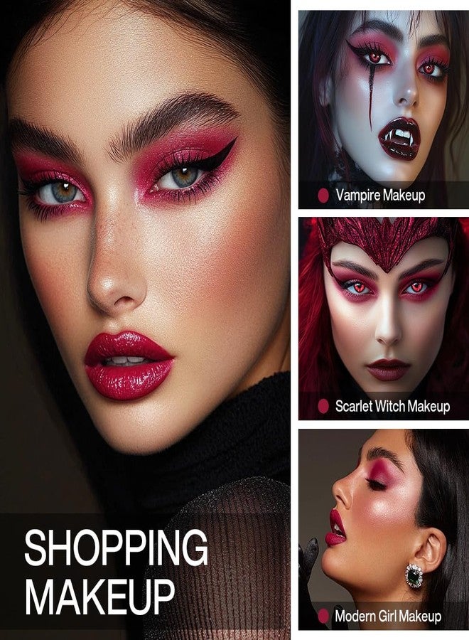 DE'LANCI Wine Red Eyeshadow Matte Single, Intense Color Claret Red Eyeshadow Palette, Pigmented Smooth Formula Dark Red Makeup for Girl and Women, for Eyes Face Body Paint Halloween SFX Gothic Makeup - Image 4