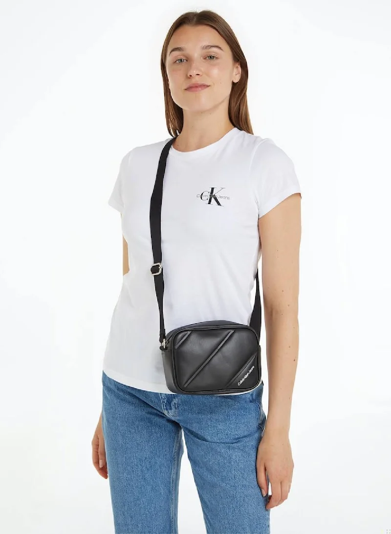 Calvin Klein Jeans Women's Quilted Camera Crossover Bag - Polyurethane, Black