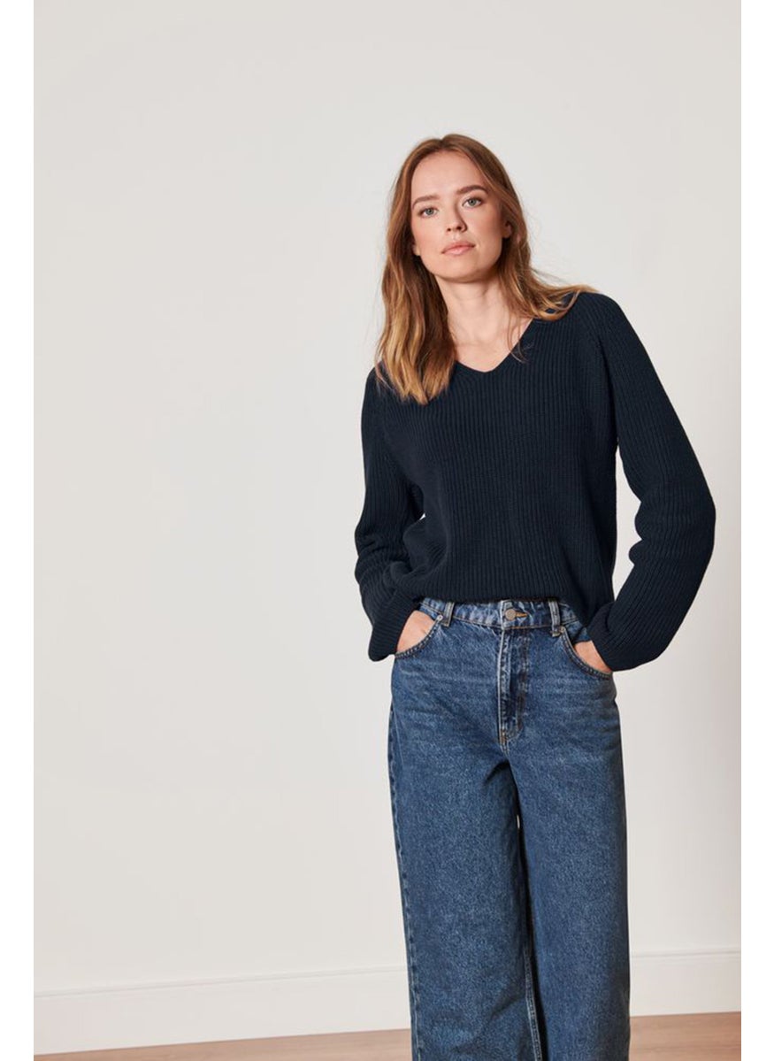 Tchibo - Women Knitted Long Sleeve Sweater, Navy - Image 1