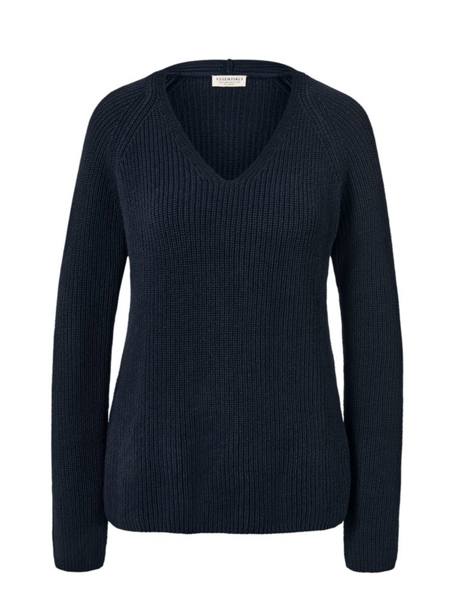 Tchibo - Women Knitted Long Sleeve Sweater, Navy - Image 1