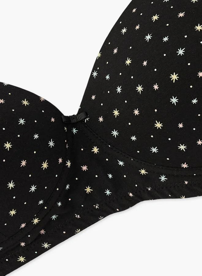 سبلاش فيڤ حمالة صدر بطبعة كاملة بدون أسلاك بإغلاق بخطاف وعين