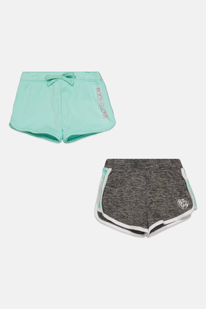 Body Glove Toddlers Girl 2 Piece Brand Logo Shorts, Mint - Image 1