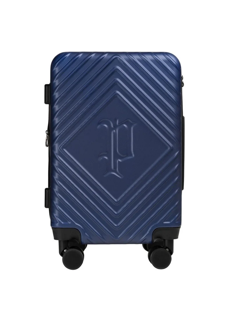بوليس Police Diamond-Pattern Hardside Spinner Carry-On Trolley with Geometric Shell, 360-Degree Spinner Wheels & Lightweight Travel Design – Blue