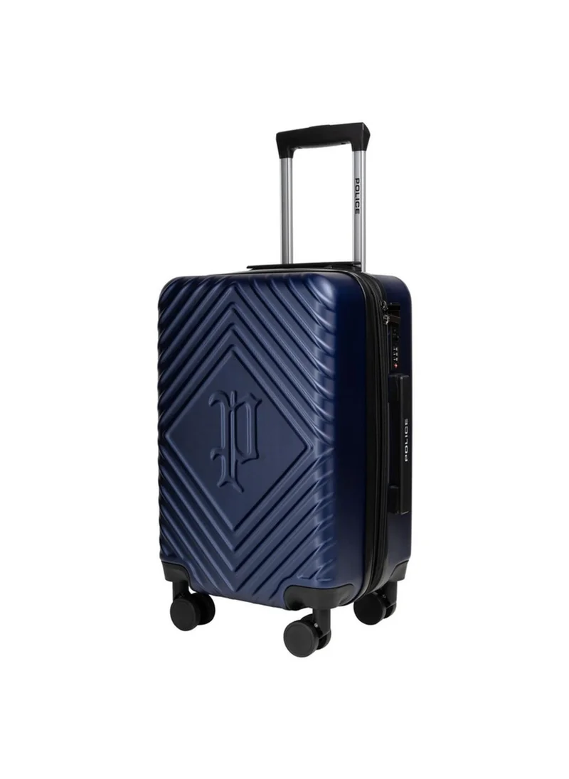 بوليس Police Diamond-Pattern Hardside Spinner Carry-On Trolley with Geometric Shell, 360-Degree Spinner Wheels & Lightweight Travel Design – Blue