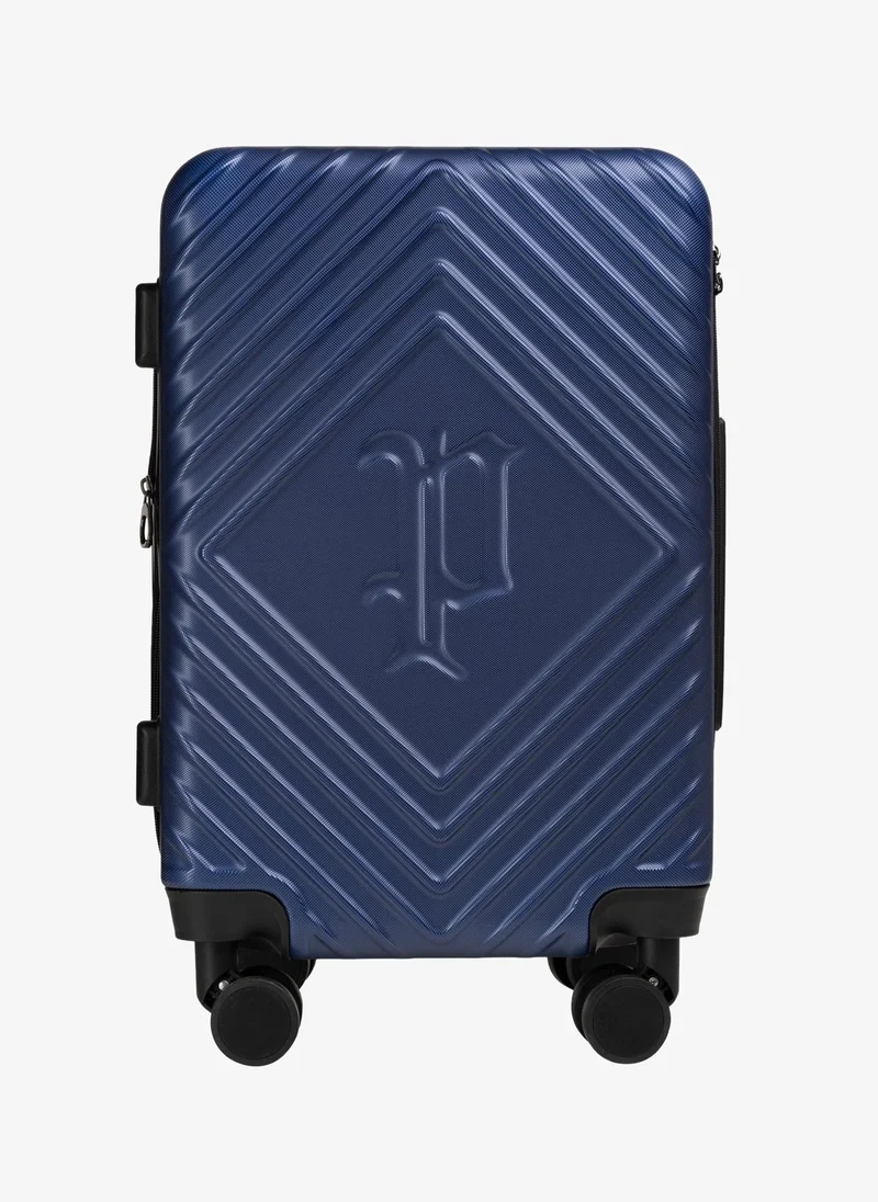 بوليس Police Diamond-Pattern Hardside Spinner Carry-On Trolley with Geometric Shell, 360-Degree Spinner Wheels & Lightweight Travel Design – Blue