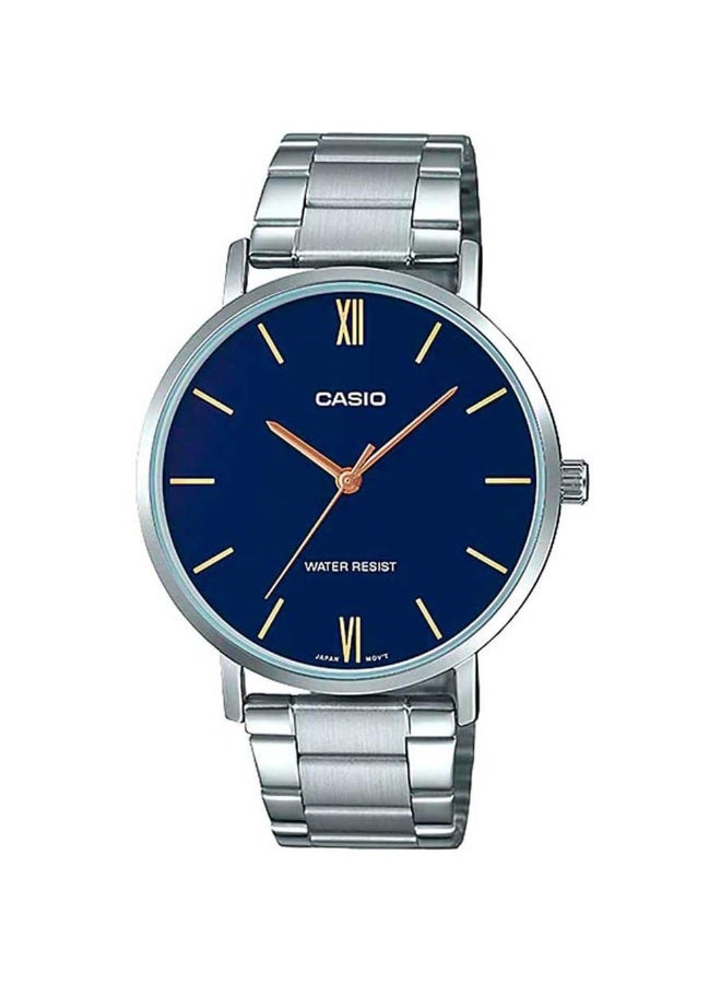 Casio Men's Watch - MTP-VT01D-2BUDF Blue Dial, Silver Band - Image 1