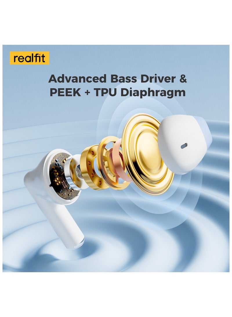 Realfit F2X Bluetooth Earphones, 13mm Drivers with Surround stereo sound True Wireless Earbuds, AI ENC Clear Calls, Black+Orange - Image 3