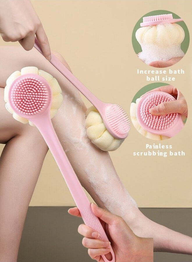 Body scrubber, bath loofah, nylon soft bristles, silicone shower brush with soft bristles back cleaning washer - Image 1