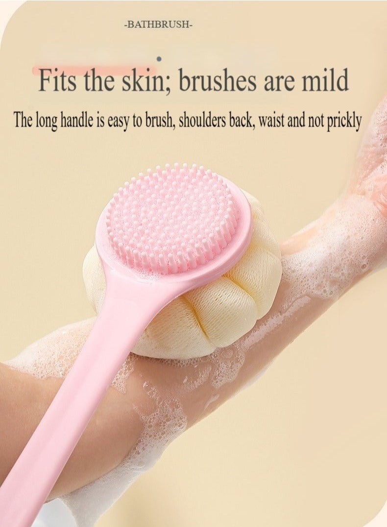 Body scrubber, bath loofah, nylon soft bristles, silicone shower brush with soft bristles back cleaning washer - Image 2