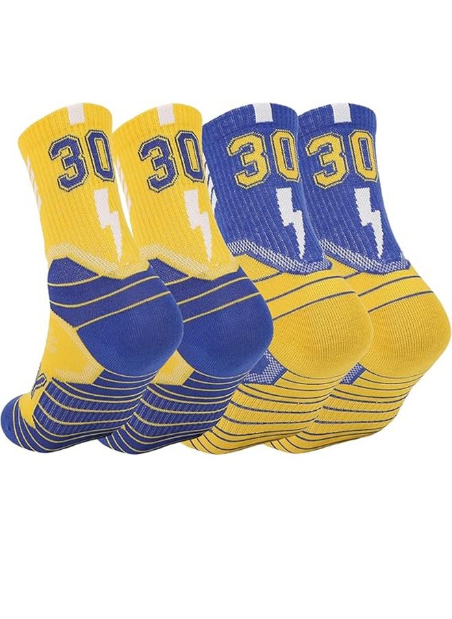 Socks Boys' Lucky Number Basketball Socks Sports running Socks Basketball Team Star Socks 2 Pairs Of Breathable Sweat-Absorbent Trendy All-Match Student Youth Mid-Tube Socks  - Image 1
