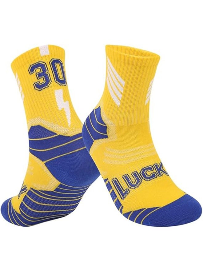 Socks Boys' Lucky Number Basketball Socks Sports running Socks Basketball Team Star Socks 2 Pairs Of Breathable Sweat-Absorbent Trendy All-Match Student Youth Mid-Tube Socks  - Image 4