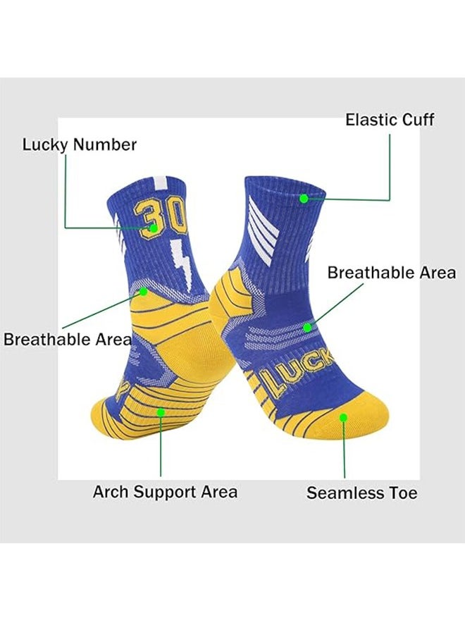 Socks Boys' Lucky Number Basketball Socks Sports running Socks Basketball Team Star Socks 2 Pairs Of Breathable Sweat-Absorbent Trendy All-Match Student Youth Mid-Tube Socks  - Image 3