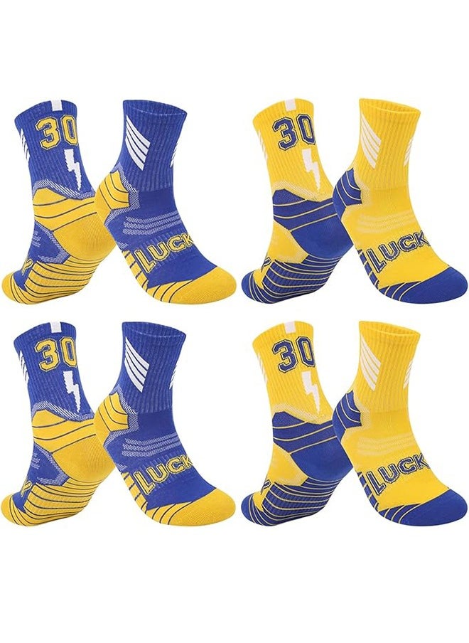 Socks Boys' Lucky Number Basketball Socks Sports running Socks Basketball Team Star Socks 2 Pairs Of Breathable Sweat-Absorbent Trendy All-Match Student Youth Mid-Tube Socks  - Image 2