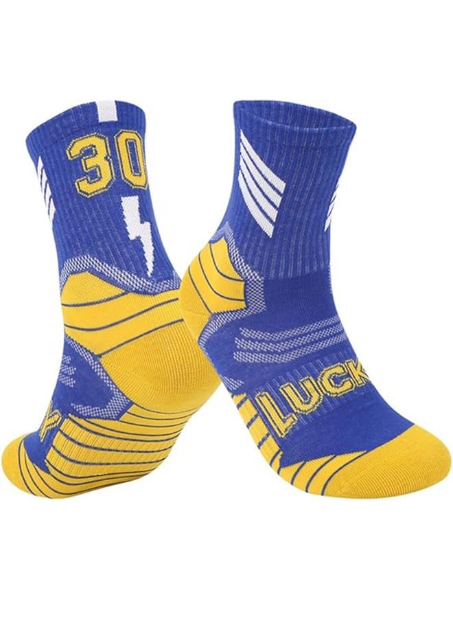 Socks Boys' Lucky Number Basketball Socks Sports running Socks Basketball Team Star Socks 2 Pairs Of Breathable Sweat-Absorbent Trendy All-Match Student Youth Mid-Tube Socks  - Image 5
