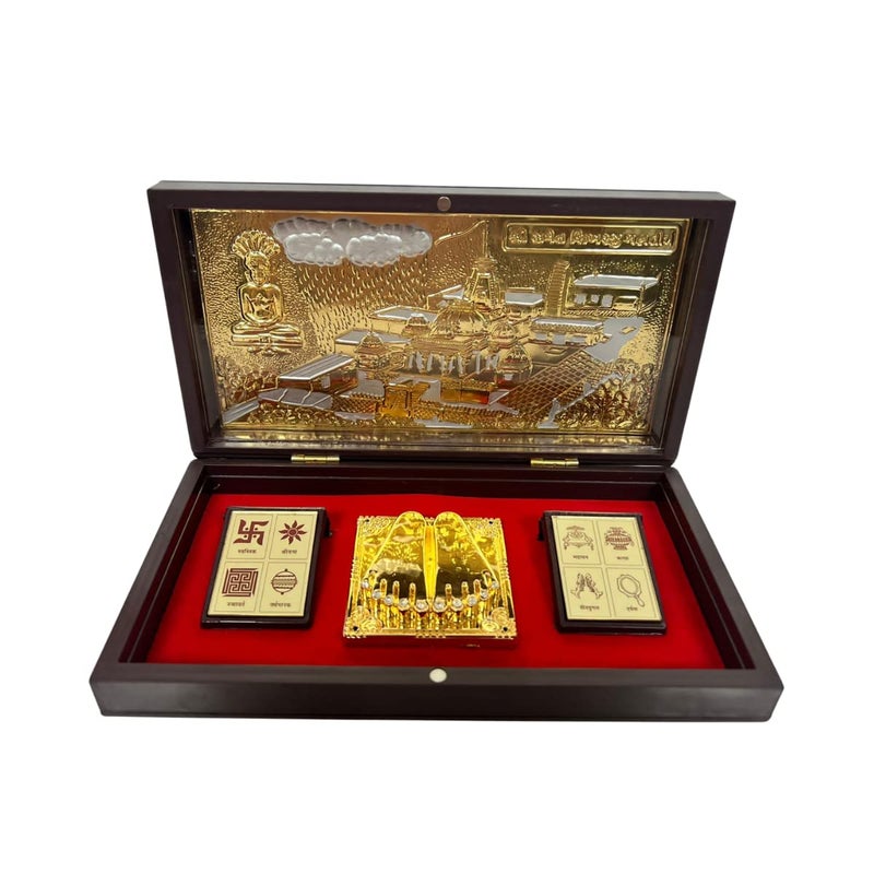 Jainkart Beautiful Brown Fiber Sammed Shikharji Royal BoxPeti Foil Print - Image 1