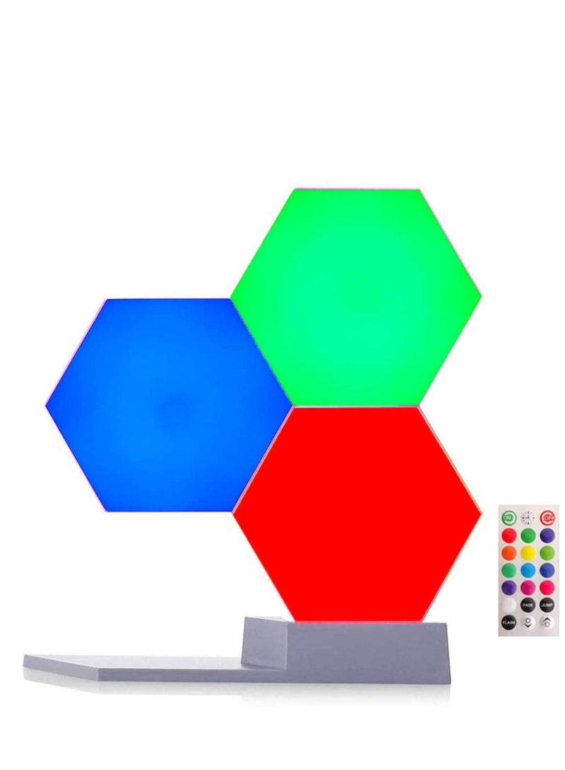 SYOSI Splicing LED Smart Light, Wall Lamp Hexagonal, Panels A Bright for Lighting Inside, Modular Touch Sensitive Lights Decorative 3 Pack Starter Kit Not Include Holder - Image 1