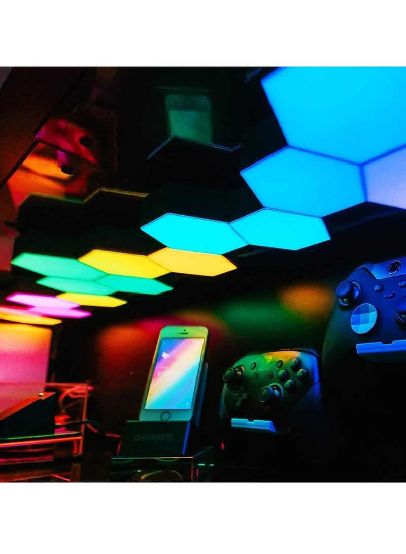 SYOSI Splicing LED Smart Light, Wall Lamp Hexagonal, Panels A Bright for Lighting Inside, Modular Touch Sensitive Lights Decorative 3 Pack Starter Kit Not Include Holder - Image 3