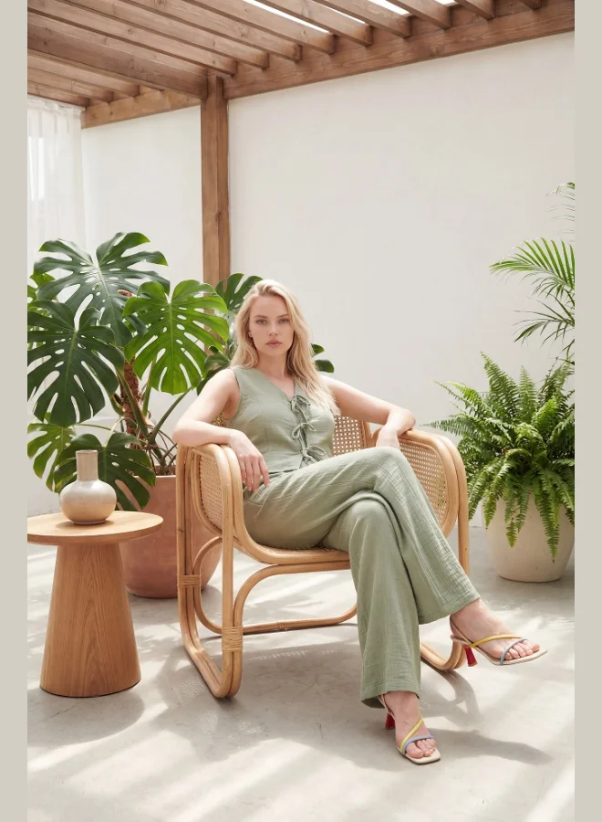 Lela Lela Cotton Regular Fit Muslin Set with Tie Detail for Women SET 5866660