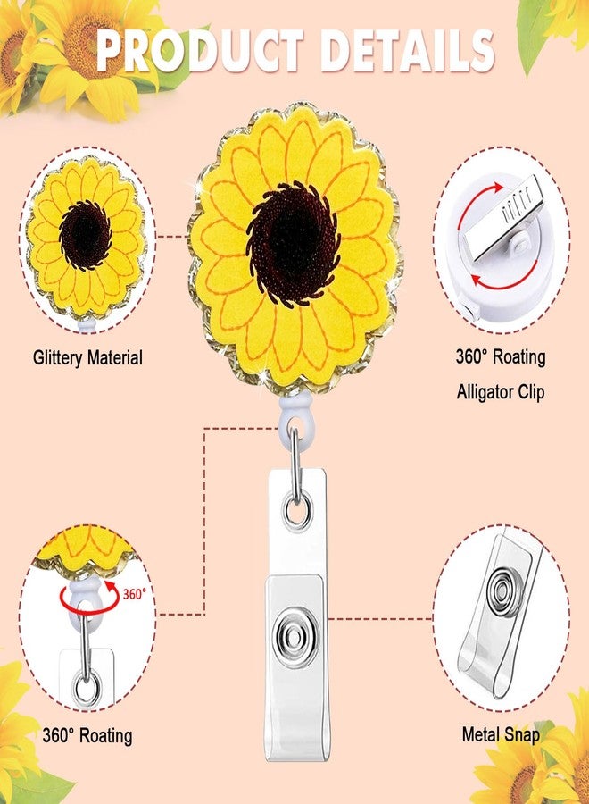 HASFINE Retractable ID Badge Holders Cute Cartoon Sloth, Sunflower, and Dinosaur Badge Reels with Alligator Clip for Teacher,Student, Nurse, and Office Worker (3-Pack) - Image 3