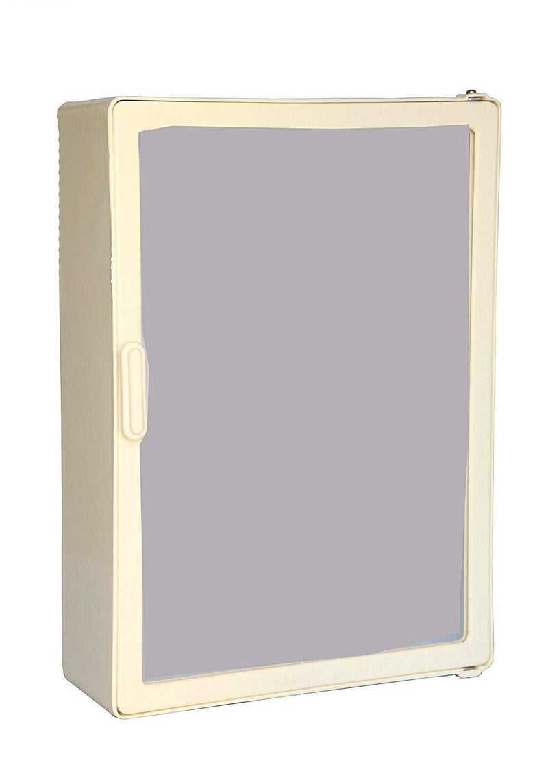 Epraiser Bathroom Cabinet with Full Mirror Door Toothbrush Holder Model Style 5 Shelves_Ivory_14 Inch x 10 Inch x 4 Inch - Image 4