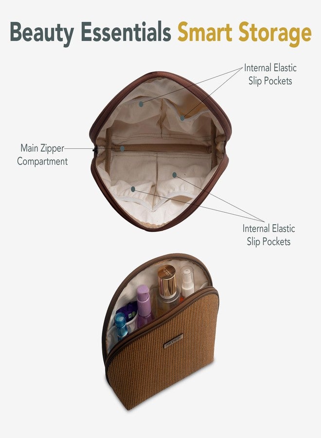 Handy Make-Up Travel Pouch Kit Bag with Multipule Pockets | Multipurpose Storage & Makeup Organizer Travel Pouch Accessory For Men & Women (12x7x3 Inches, Color: Beige-Black) - Image 4