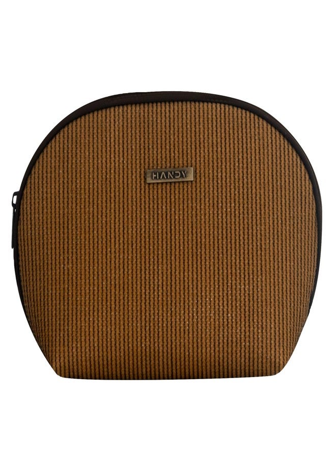 Handy Make-Up Travel Pouch Kit Bag with Multipule Pockets | Multipurpose Storage & Makeup Organizer Travel Pouch Accessory For Men & Women (12x7x3 Inches, Color: Beige-Black) - Image 1