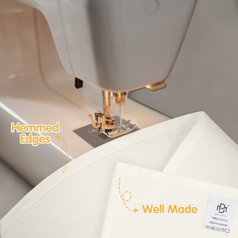 BRILLMAX 6 Pack Ivory Tablecloths 60 x 102 Inch for 6ft Rectangle Tables - 150 GSM Polyester Fabric, 15" Standard Drop, Water, Stain & Wrinkle Resistant Cloth Cover for Wedding Banquet Dining Buffet - Image 4