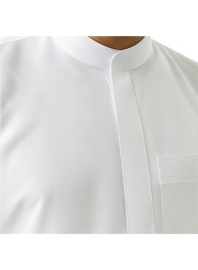 Lebbson Men's Thobe with Regular Zipper, White, Premium - Image 1