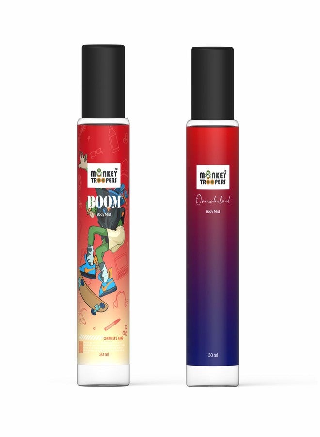 MONKEY TROOPERS Boom and Overwhelmed Combo Body Mist for Women and Men | Skin Friendly, Refreshing and Long Lasting Body Mist | Combo Pack of 2 (60ml) - Image 1