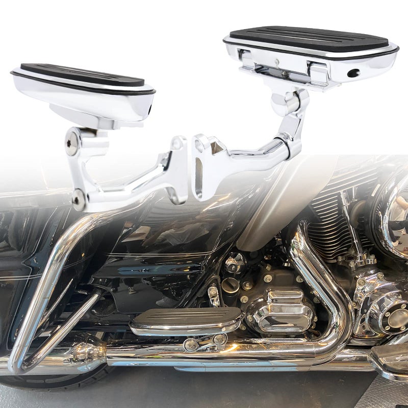 Adjustable Streamliner Passenger Footboard Floorboard with Mount Kit Fit for Harley Touring Road King Road Glide Street Glide Electra Glide CVO 19932025 Chrome
