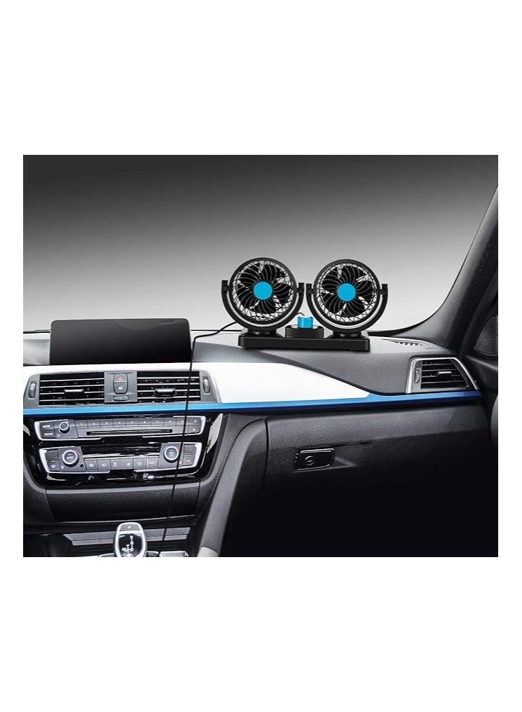 T101 Double Head Car Fan - Black – Powerful Cooling for Drivers and Passengers - Image 2
