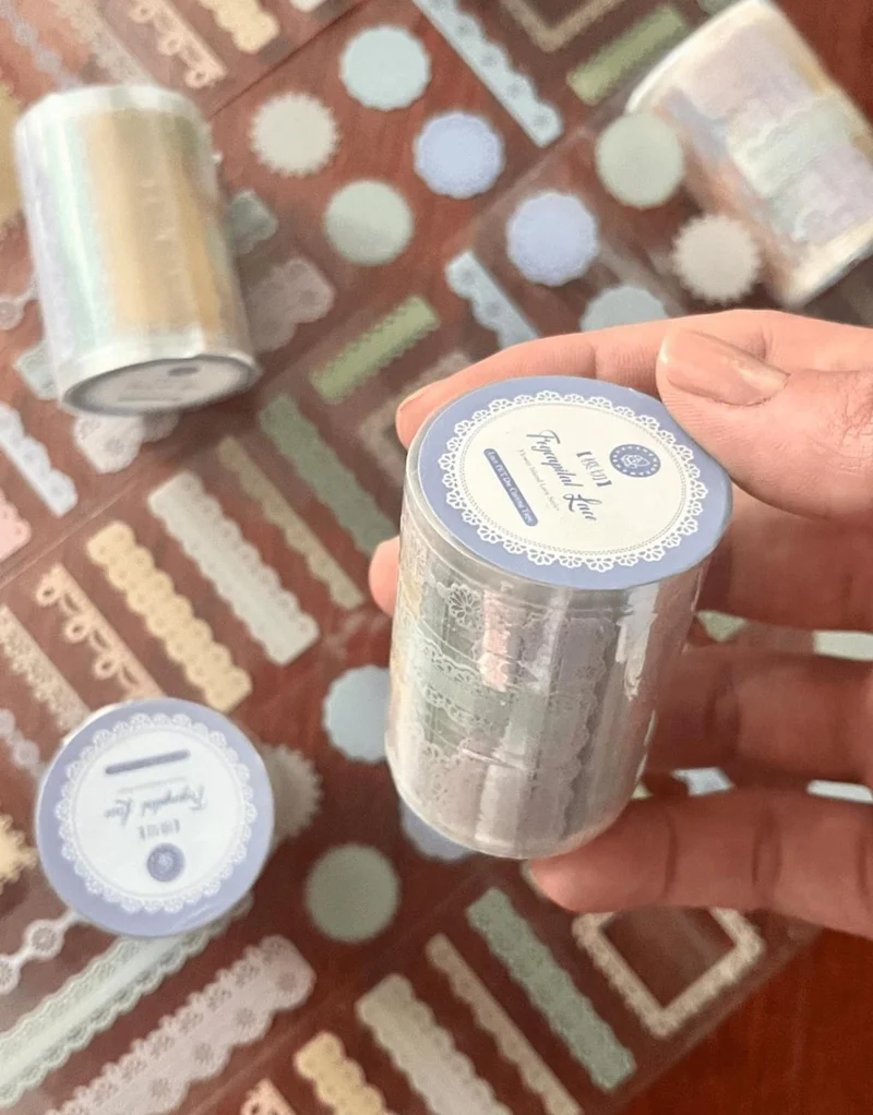 Kağıt Gemi Dükkan Paper Ship Shop Flower Island Lace Series Lace Patterned Blue Individual Decal Stamp Washi Tape/sticker/decal