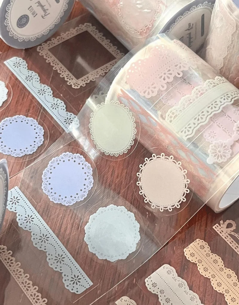 Kağıt Gemi Dükkan Paper Ship Shop Flower Island Lace Series Lace Patterned Blue Individual Decal Stamp Washi Tape/sticker/decal